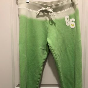 PINK VS - Green Faded Vintage Crop Sweats